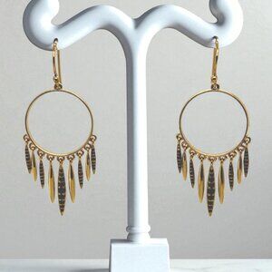 Black Spinel Dreamcatcher-Inspired Earrings in Gold Plated Sterling Silver